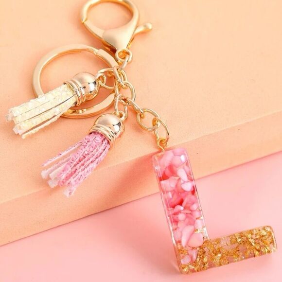 3/$25❗️Boho Letter “L” Charm Keychain - Picture 1 of 3